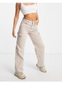 New Look - Jeans color pietra con tasche cargo-Neutro