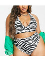 ASOS Curve ASOS DESIGN Curve - Mix and Match - Slip bikini sgambati a vita alta con stampa zebrata-Multicolore