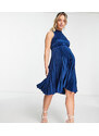 Closet London Maternity - Vestito midi accollato a pieghe blu navy