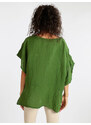 Daystar Blusa Donna In Lino Con Maniche a Pipistrello Bluse Verde Taglia Unica