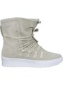 Malu Shoes Sneakers alta art 9909 uomo fondo alto rigato bianco vera pelle camoscio impermeabile beige alto comfort army