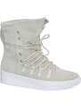 Malu Shoes Sneakers alta art 9909 uomo fondo alto rigato bianco vera pelle camoscio impermeabile beige alto comfort army