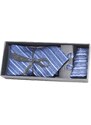 Malu Shoes Set coordinato uomo cravatte con gemelli e pochette blu con fantasia a righe elegante cerimonia