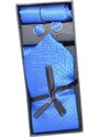 Malu Shoes Set coordinato art:00235 uomo cravatte con gemelli e pochette blu fantasia elegante cerimonia