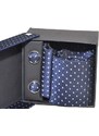 Malu Shoes Set cravatta pochette e gemelli in raso blu a pois confezione regalo per professionisti e collezionisti