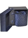 Malu Shoes Set cravatta pochette e gemelli in raso blu a pois confezione regalo per professionisti e collezionisti