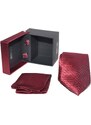 Malu Shoes Set cravatta pochette e gemelli in raso bordeaux a fantasia confezione regalo per professionisti e collezionisti