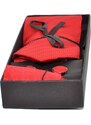 Malu Shoes Set cravatta pochette e gemelli in cotone rosso con filigrana zigrinata confezione regalo per professionisti