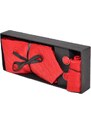 Malu Shoes Set cravatta pochette e gemelli in cotone rosso con filigrana zigrinata confezione regalo per professionisti