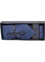 Malu Shoes Set cravatta pochette e gemelli in cotone blu a pois confezione regalo per professionisti e collezionisti