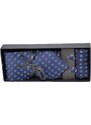 Malu Shoes Set cravatta pochette e gemelli in cotone blu a pois bianchi confezione regalo per professionisti e collezionisti