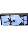 Malu Shoes Set cravatta pochette e gemelli in cotone celeste con dettagli tono su tono confezione regalo per professionisti