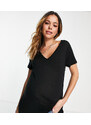 ASOS Maternity ASOS DESIGN Maternity - T-shirt comoda con scollo a V nera-Nero