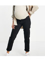 ASOS Maternity ASOS DESIGN Maternity - Mom jeans comodi neri con fascia in vita elasticizzata di lato-Nero