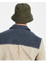 Reclaimed Vintage Inspired - Cappello da pescatore in tessuto a coste verde con logo ricamato