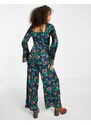 Topshop - Tuta jumpsuit con fondo ampio stile anni '70-Multicolore