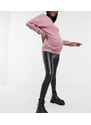New Look Maternity - Leggings neri in pelle sintetica con fascia sul pancione-Nero