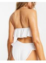 ASOS DESIGN - Mix and Match - Top bikini a fascia bianco con volant