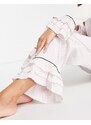 River Island - Pantaloni del pigiama con fondo con volant rosa in coordinato
