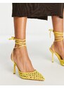 ASOS DESIGN - Preston - Scarpe gialle con tacco alto allacciate alla caviglia-Giallo