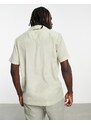 Bolongaro Trevor - Camicia a maniche corte slim fit in crêpe con colletto con rever color crema-Bianco