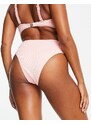 Ivory Rose Taglie Comode - Slip bikini a vita alta mix and match rosa cipria sgambati in tessuto stropicciato