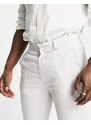 ASOS DESIGN Wedding - Pantaloni super skinny da abito in misto lino grigi con motivo a quadri Principe di Galles-Grigio