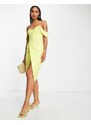 Lavish Alice - Vestito midi color limone con corsetto avvolgente-Giallo