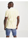 ASOS DESIGN - Camicia Oxford slim elasticizzata gialla a righe con rever-Giallo