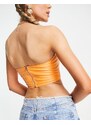 Missyempire - Corsetto corto a fascia in pelle sintetica arancione