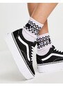 Vans - Old Skool - Sneakers nere e bianche con suola rialzata-Bianco