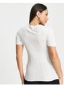 Topshop Tall - T-shirt bianca in maglia lavorata-Bianco