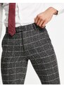 ASOS DESIGN - Pantaloni eleganti skinny in misto lana grigio a quadri