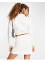 Missyempire Missy Empire - Minigonna in pile con spacco laterale, color crema in coordinato-Bianco