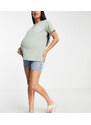 Topshop Maternity - Ultimate Editor - Pantaloncini blu medio con fascia sotto al pancione