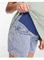 Topshop Maternity - Ultimate Editor - Pantaloncini blu medio con fascia sotto al pancione
