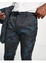 Twisted Tailor - Vallely - Pantaloni da abito skinny color verde scuro mimetico-Multicolore