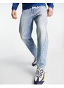 Topman - Jeans affusolati con fondo curvo lavaggio azzurro-Blu