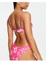 New Look - Slip bikini a V rosa tropicale