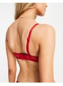 Scandale - Éco-lingerie - Reggiseno a fascia senza imbottitura in pizzo guipure rosso con dettaglio cut-out