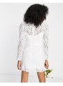 Forever New - Vestito corto da sposa in pizzo color avorio con fiocco in raso in vita-Bianco
