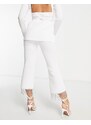 ASOS DESIGN - Pantaloni da abito in jersey bianco con frange in strass
