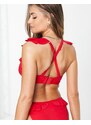 Pour Moi Coppe Grandi - Space - Top bikini rosso con volant