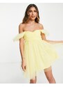 Lace & Beads - Vestito corto in tulle stile babydoll, colore giallo