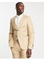 Selected Homme - Giacca da abito slim in misto lino color sabbia-Neutro