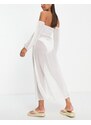 ASOS DESIGN - Vestito lungo da spiaggia trasparente a fascia bianco con cut-out e maniche rimovibili