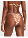 Vero Moda - Mix & Match - Slip bikini con laccetti e stampa fantasia, colore rosso e giallo