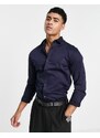 Jack & Jones Premium - Camicia elegante slim elasticizzata blu navy