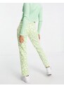 ASOS Petite ASOS DESIGN Petite - Jeans dritti a vita medio alta stile anni '90 con stampa di margherite, colore verde-Multicolore