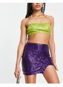 Simmi Clothing Esclusiva Simmi - Minigonna lilla con paillettes stile anni '90 in coordinato-Viola